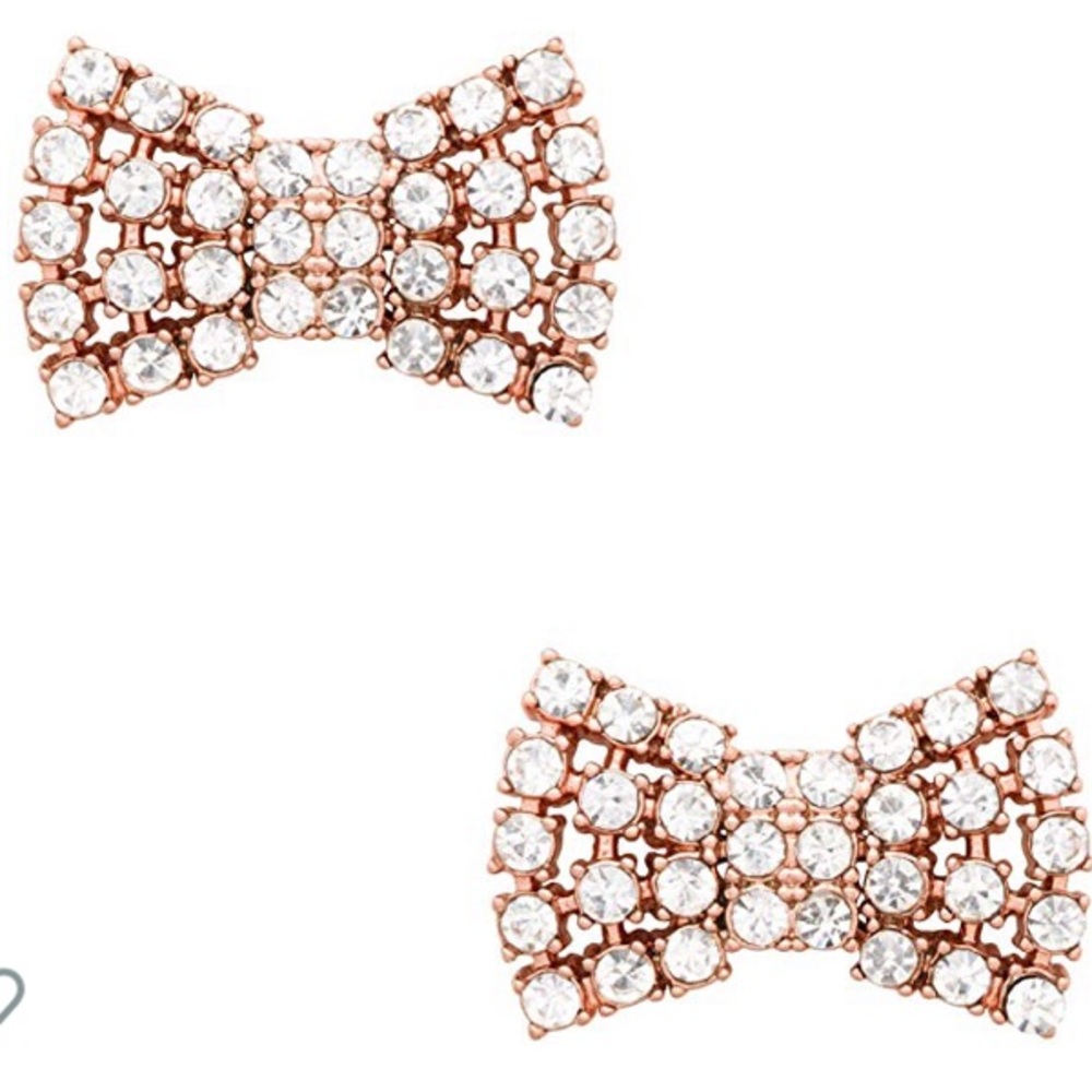 NWT Kate Spade Rose Gold Sparkling Bow Studs with dust bag